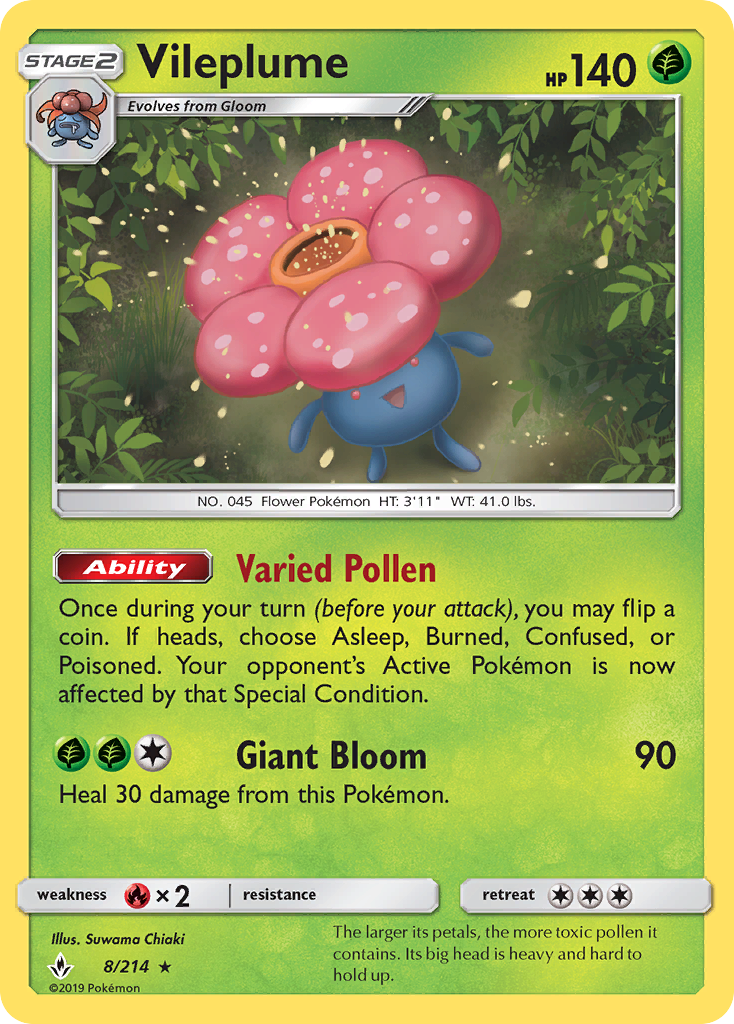 Vileplume (8/214) [Sun & Moon: Unbroken Bonds] | Good Games Morley