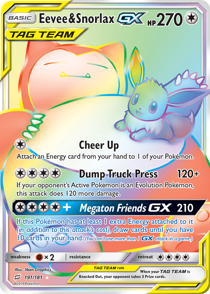 Eevee & Snorlax GX (191/181) [Sun & Moon: Team Up] | Good Games Morley