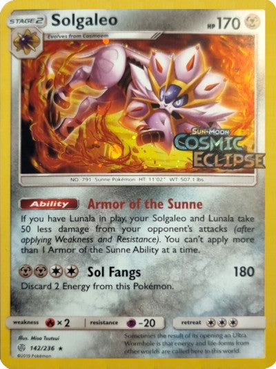 Solgaleo (142/236) (Cosmos Holo) [Sun & Moon: Cosmic Eclipse] | Good Games Morley