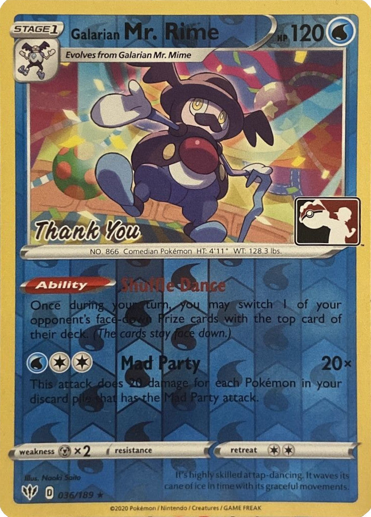 Galarian Mr. Rime (036/189) (Thank You Promo) [Sword & Shield: Darkness Ablaze] | Good Games Morley