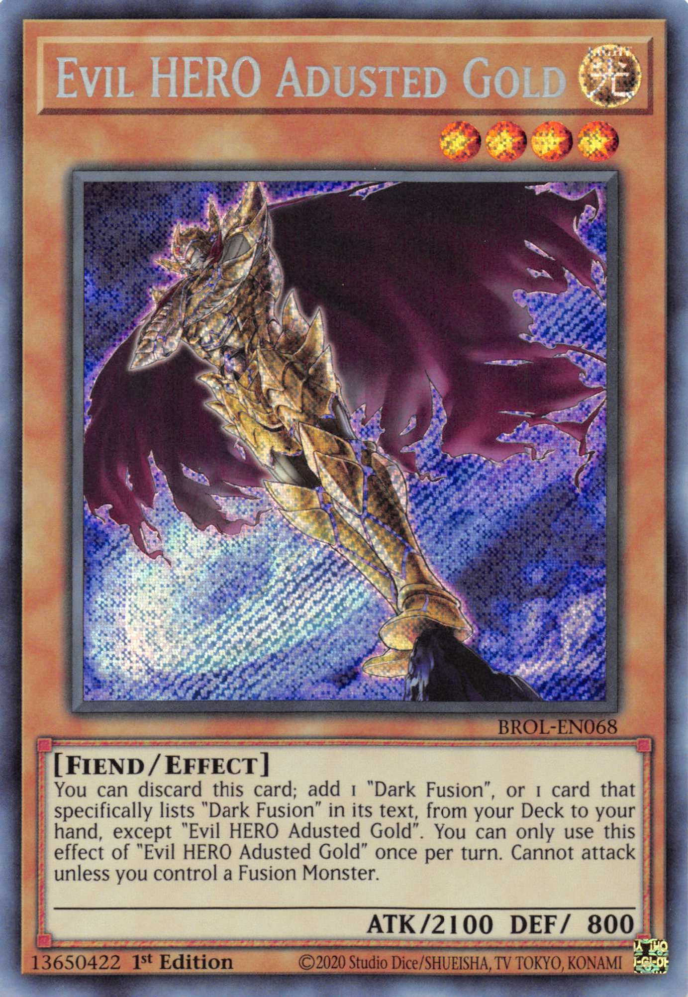 Evil HERO Adusted Gold [BROL-EN068] Secret Rare | Good Games Morley