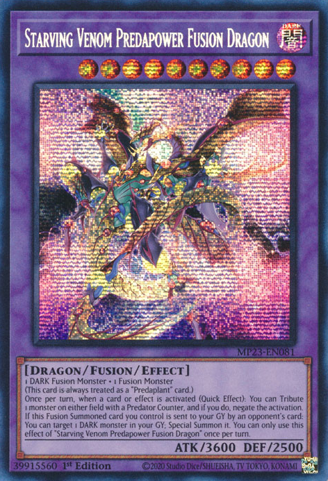 Starving Venom Predapower Fusion Dragon [MP23-EN081] Prismatic Secret Rare | Good Games Morley