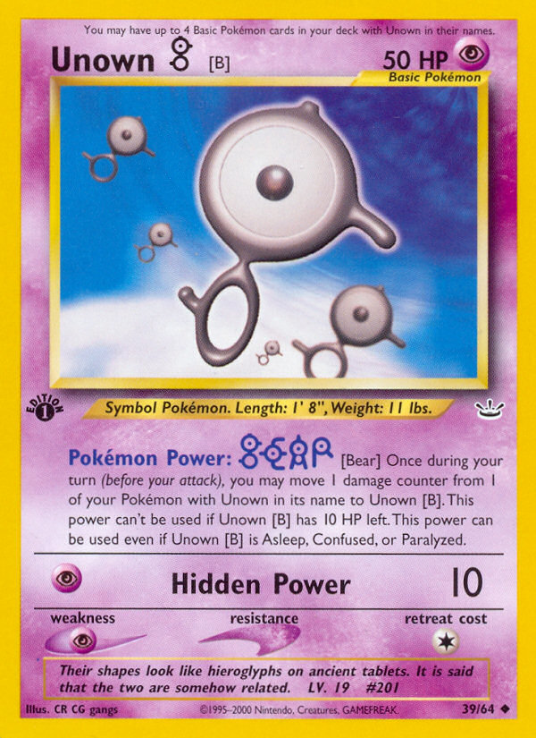 Unown [B] (39/64) [Neo Revelation 1st Edition] | Good Games Morley