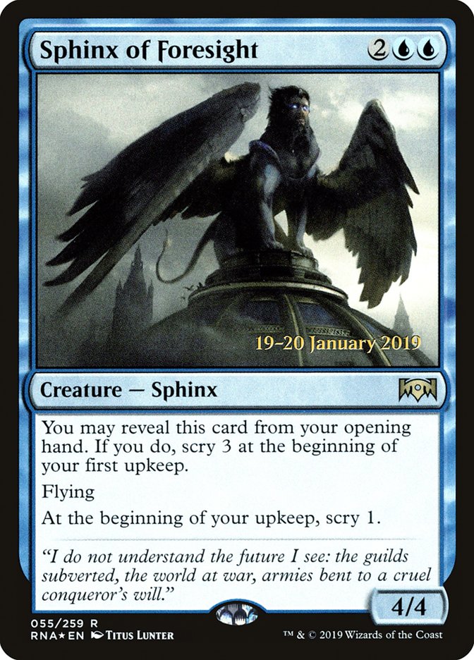 Sphinx of Foresight [Ravnica Allegiance Prerelease Promos] | Good Games Morley