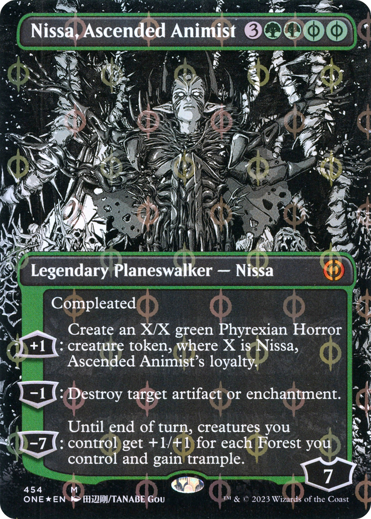 Nissa, Ascended Animist (Borderless Manga Step-and-Compleat Foil) [Phyrexia: All Will Be One] | Good Games Morley
