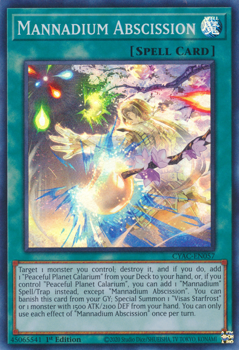 Mannadium Abscission [CYAC-EN057] Super Rare | Good Games Morley