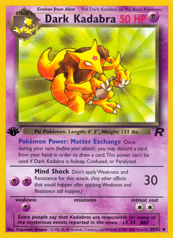 Dark Kadabra (39/82) [Team Rocket 1st Edition] | Good Games Morley