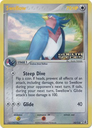 Swellow (32/113) (Stamped) [EX: Delta Species] | Good Games Morley