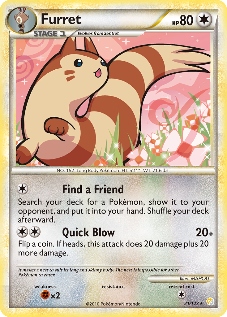 Furret (21/123) [HeartGold & SoulSilver: Base Set] | Good Games Morley