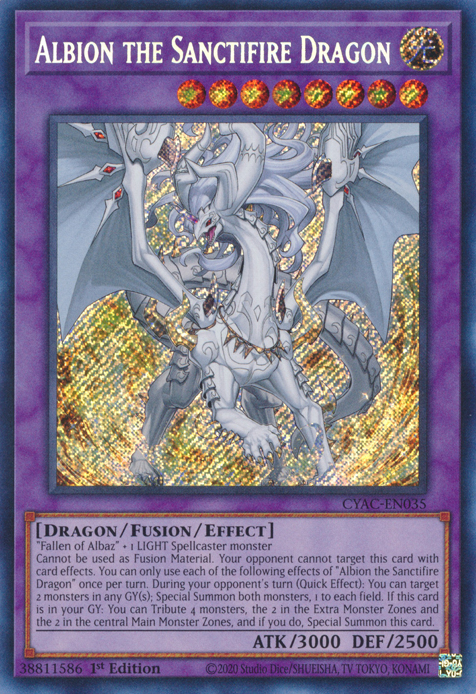Albion the Sanctifire Dragon [CYAC-EN035] Secret Rare | Good Games Morley