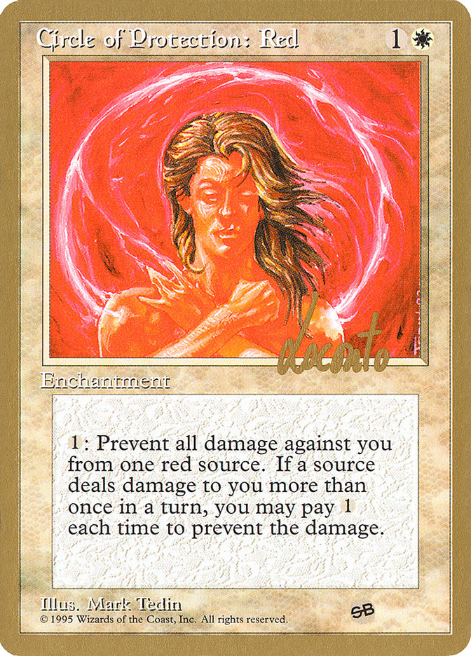 Circle of Protection: Red (Michael Loconto) (SB) (4ED) [Pro Tour Collector Set] | Good Games Morley