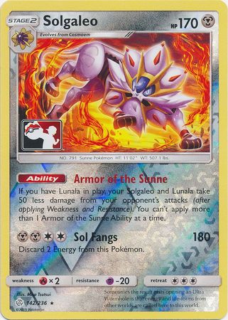 Solgaleo (142/236) (Pokemon Club Special Print) [Sun & Moon: Cosmic Eclipse] | Good Games Morley