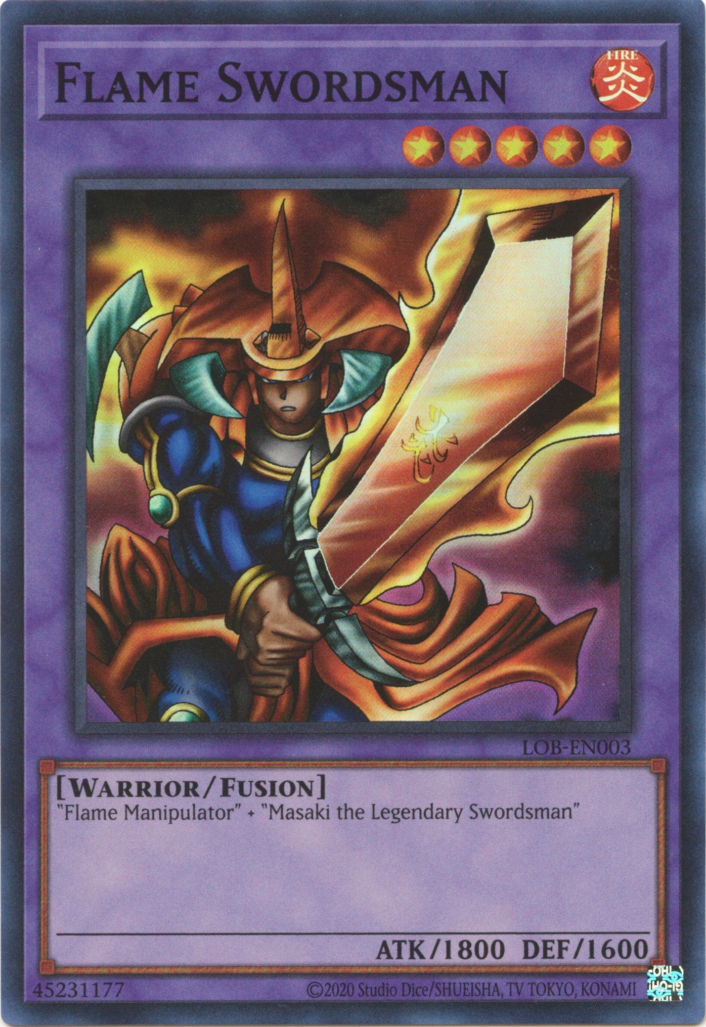 Flame Swordsman (25th Anniversary) [LOB-EN003] Super Rare | Good Games Morley