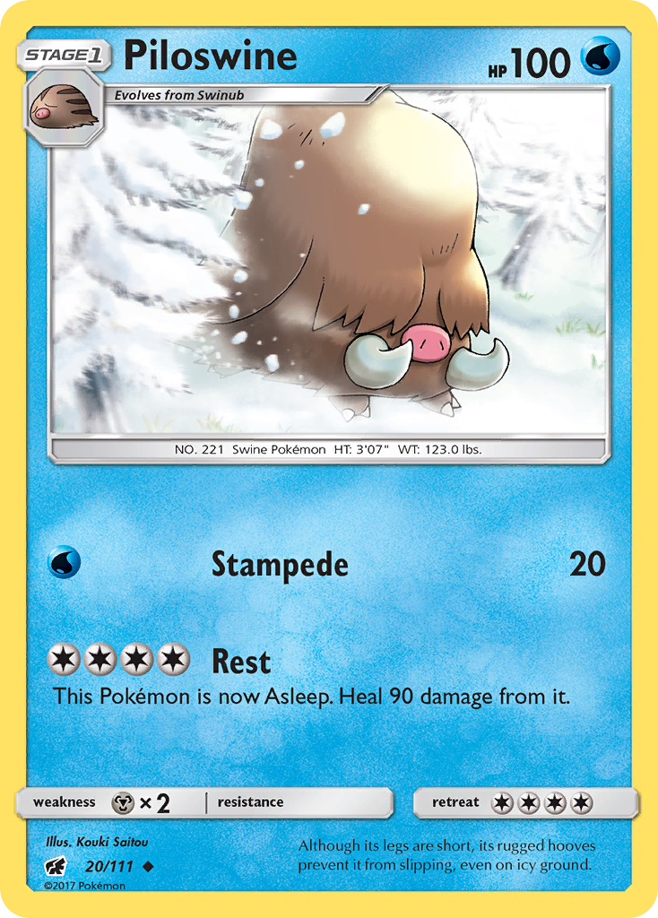 Piloswine (20/111) [Sun & Moon: Crimson Invasion] | Good Games Morley