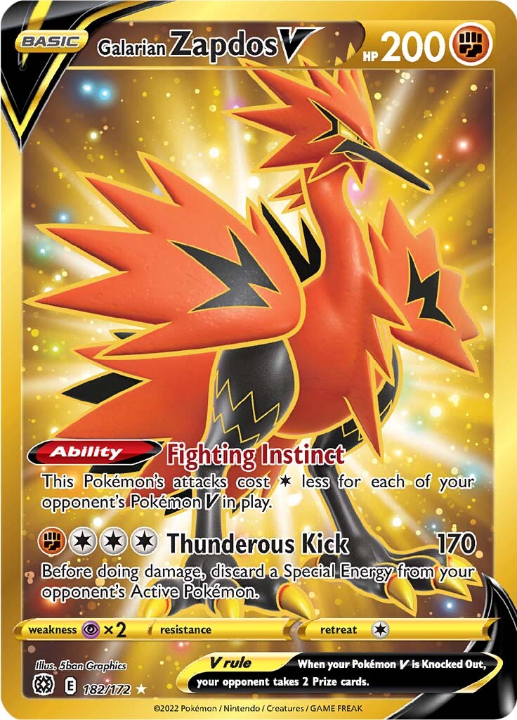 Galarian Zapdos V (182/172) [Sword & Shield: Brilliant Stars] | Good Games Morley