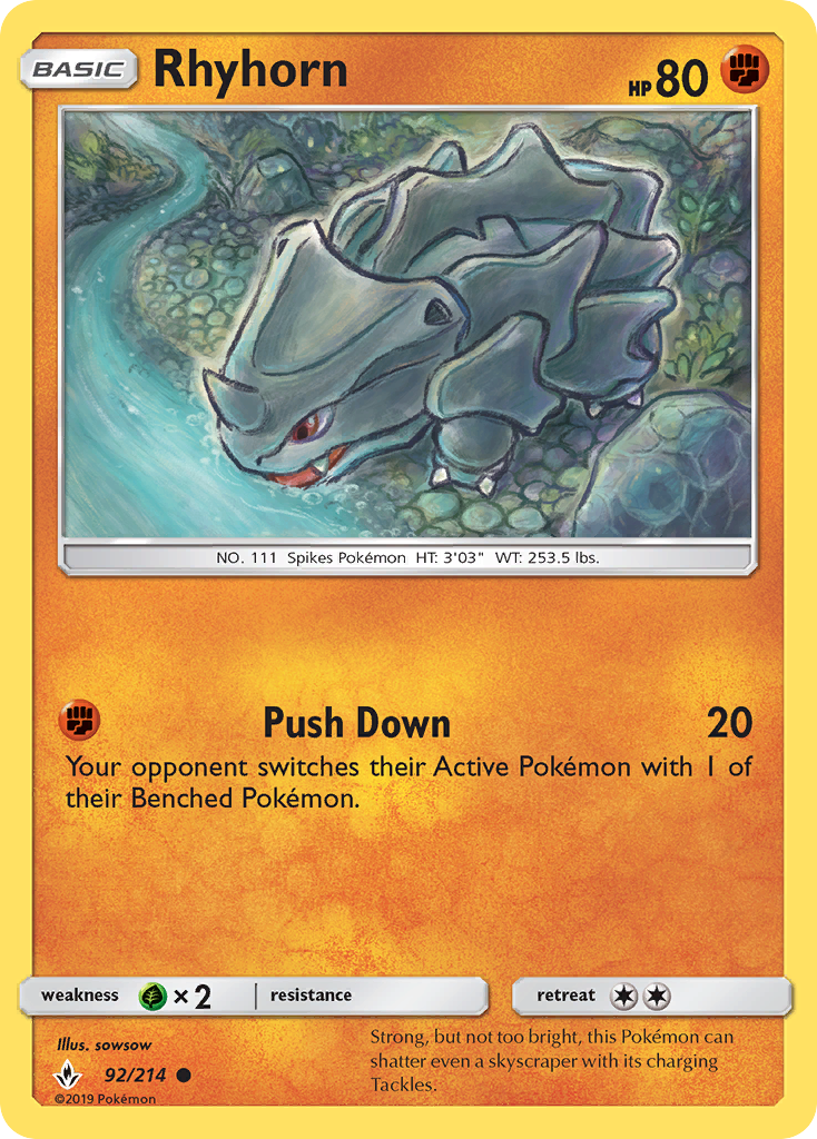 Rhyhorn (92/214) [Sun & Moon: Unbroken Bonds] | Good Games Morley