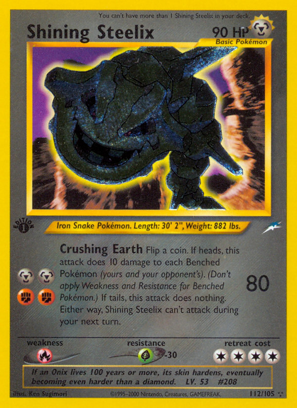Shining Steelix (112/105) [Neo Destiny 1st Edition] | Good Games Morley