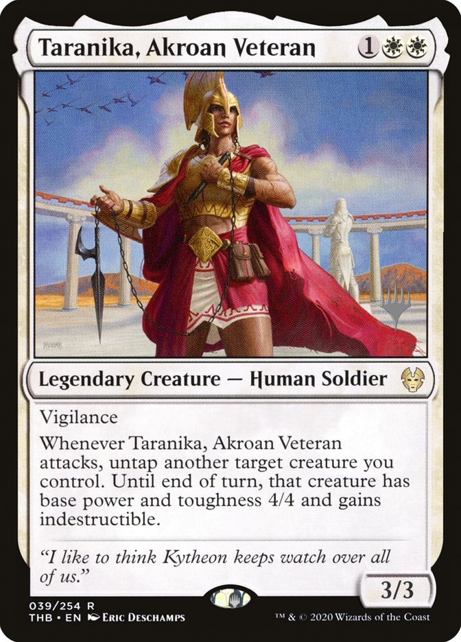 Taranika, Akroan Veteran (Promo Pack) [Theros Beyond Death Promos] | Good Games Morley