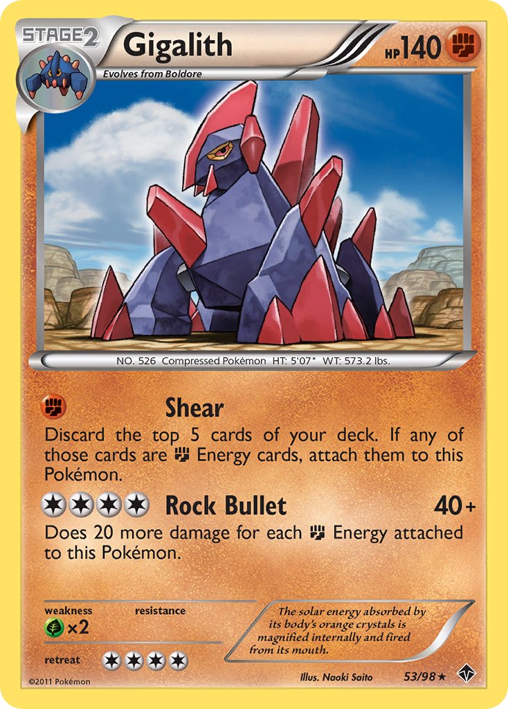 Gigalith (53/98) (Cracked Ice Holo) (Blister Exclusive) [Black & White: Emerging Powers] | Good Games Morley