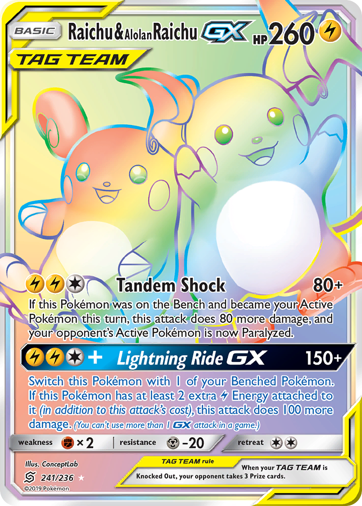 Raichu & Alolan Raichu GX (241/236) [Sun & Moon: Unified Minds] | Good Games Morley