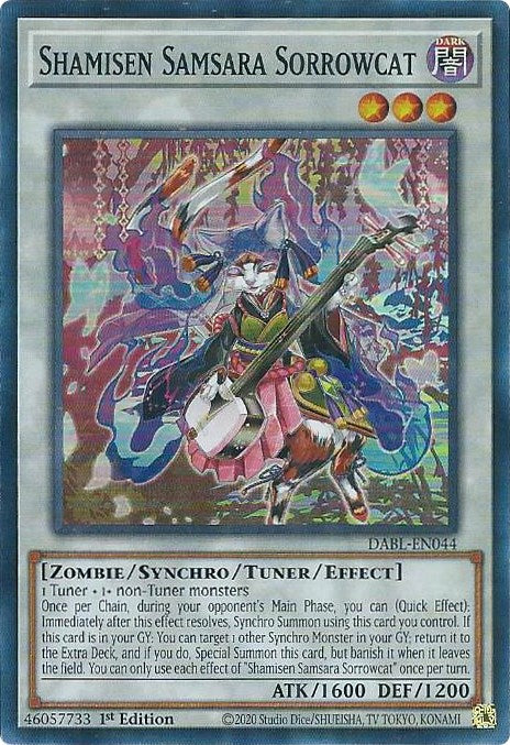Shamisen Samsara Sorrowcat [DABL-EN044] Super Rare | Good Games Morley