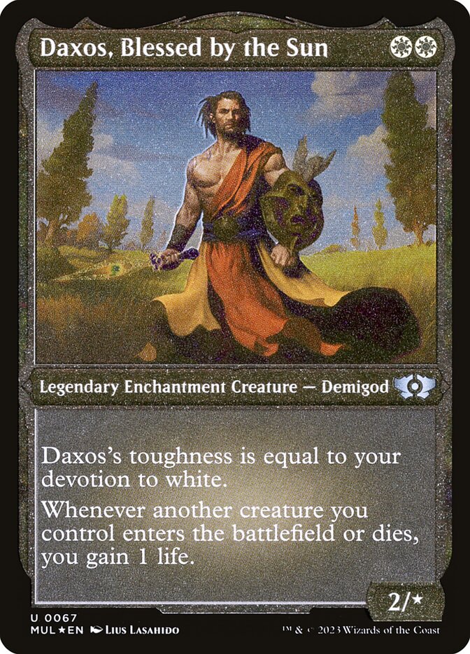Daxos, Blessed by the Sun (Foil Etched) [Multiverse Legends] | Good Games Morley