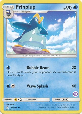 Prinplup (33/156) (Deck Exclusive #13) [Sun & Moon: Trainer Kit - Alolan Sandslash] | Good Games Morley
