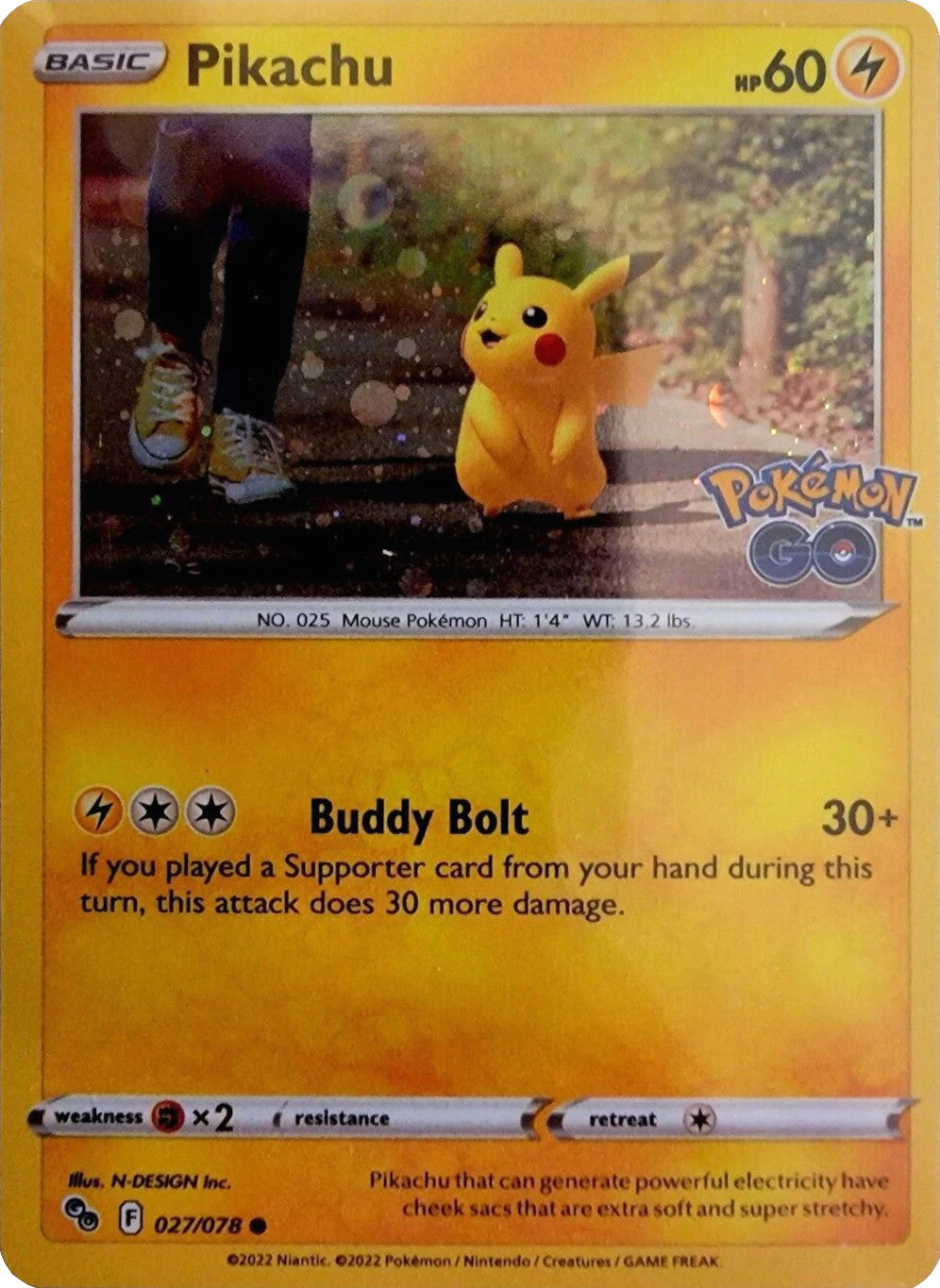 Pikachu (027/078) (Cosmos Holo) [Pokémon GO] | Good Games Morley