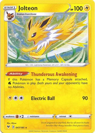 Jolteon (047/185) (Cosmos Holo) [Sword & Shield: Vivid Voltage] | Good Games Morley