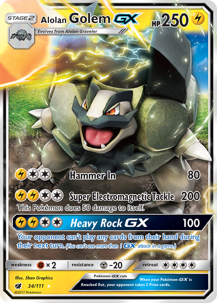 Alolan Golem GX (34/111) [Sun & Moon: Crimson Invasion] | Good Games Morley