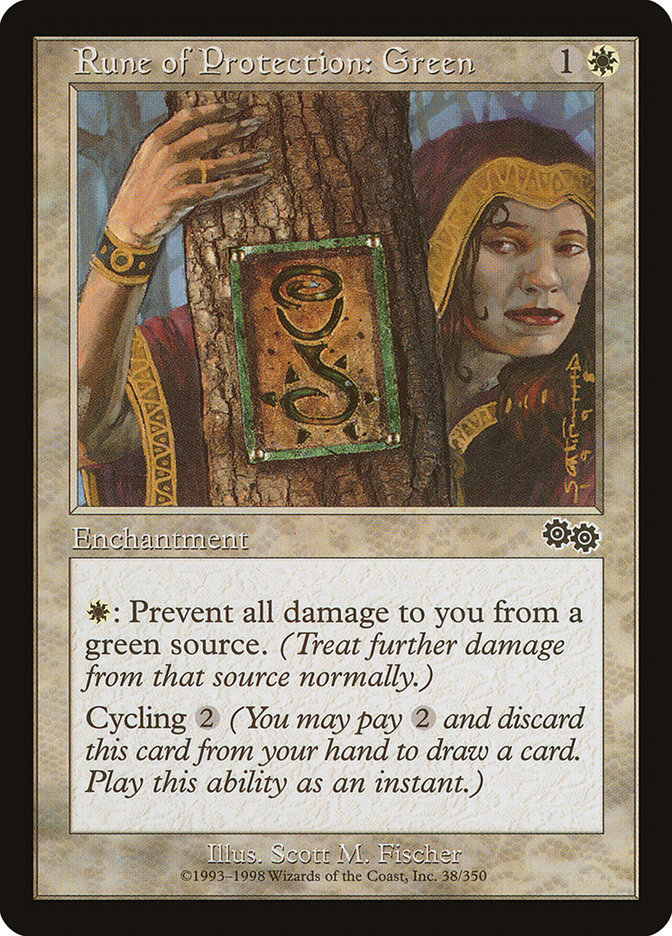 Rune of Protection: Green [Urza's Saga] | Good Games Morley