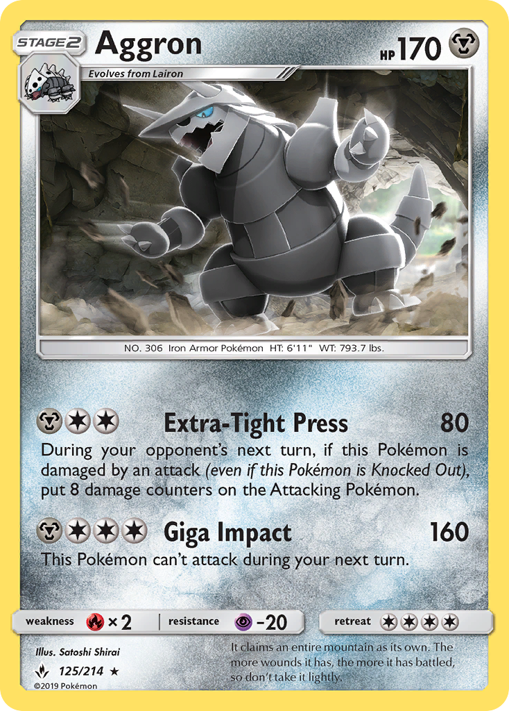 Aggron (125/214) [Sun & Moon: Unbroken Bonds] | Good Games Morley