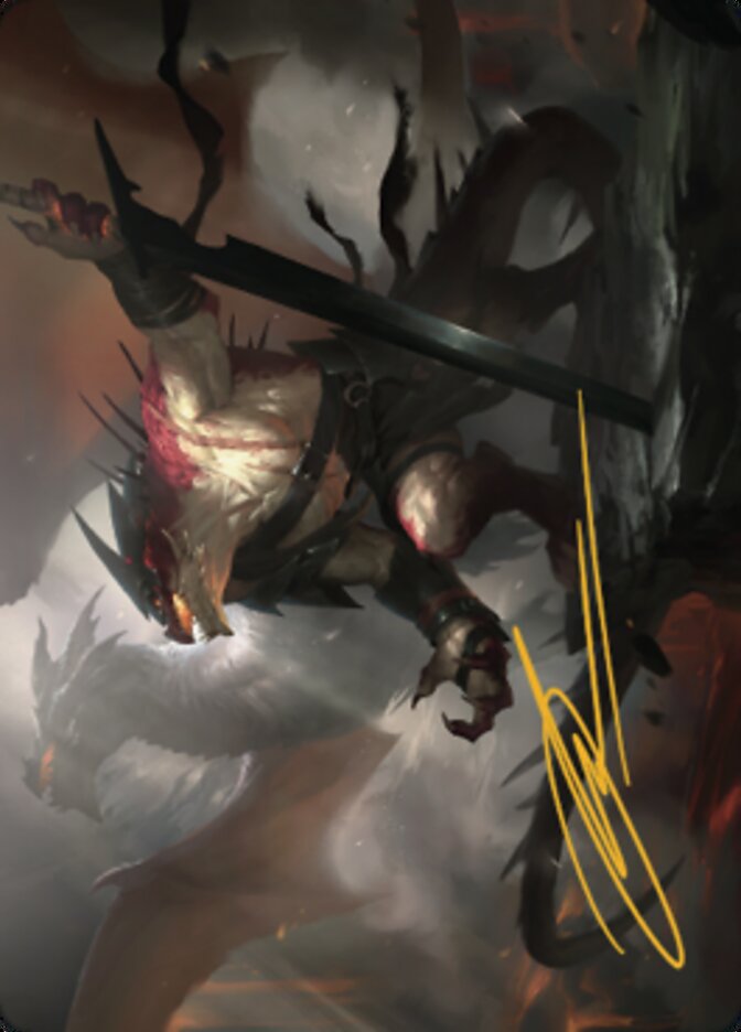 Rivaz of the Claw Art Card (Gold-Stamped Signature) [Dominaria United Art Series] | Good Games Morley