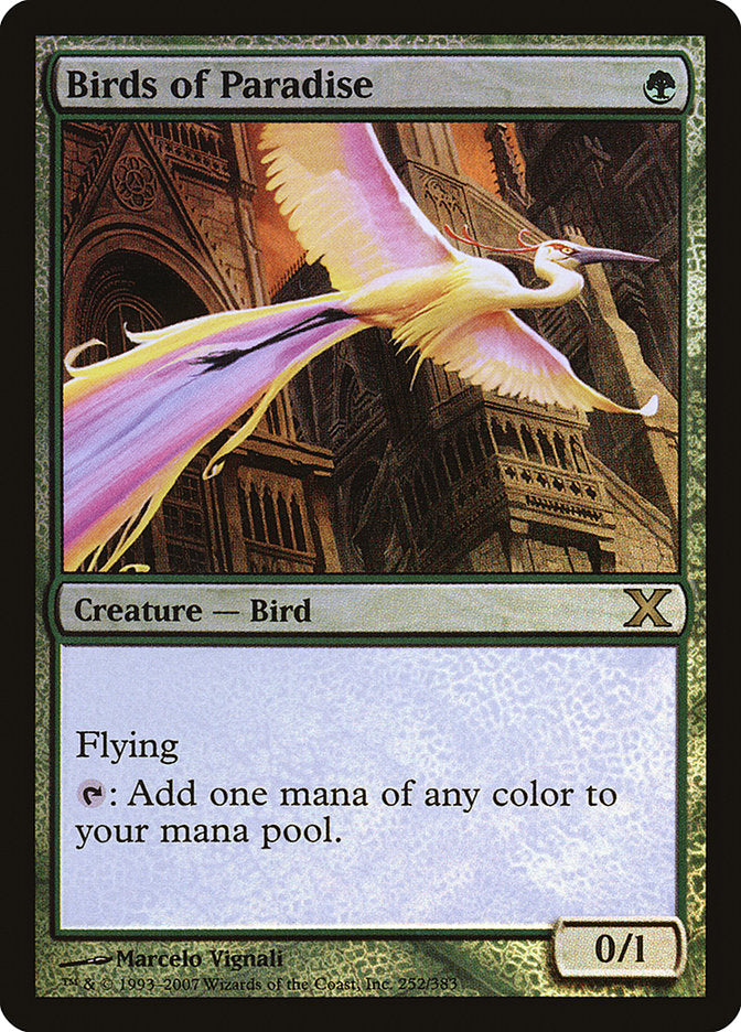 Birds of Paradise (Premium Foil) [Tenth Edition] | Good Games Morley