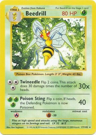 Beedrill (17/102) [Base Set Shadowless Unlimited] | Good Games Morley