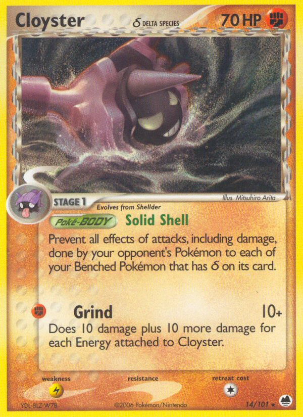 Cloyster (14/101) (Delta Species) [EX: Dragon Frontiers] | Good Games Morley