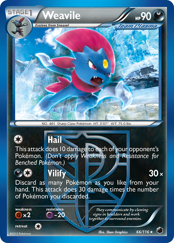 Weavile (66/116) [Black & White: Plasma Freeze] | Good Games Morley