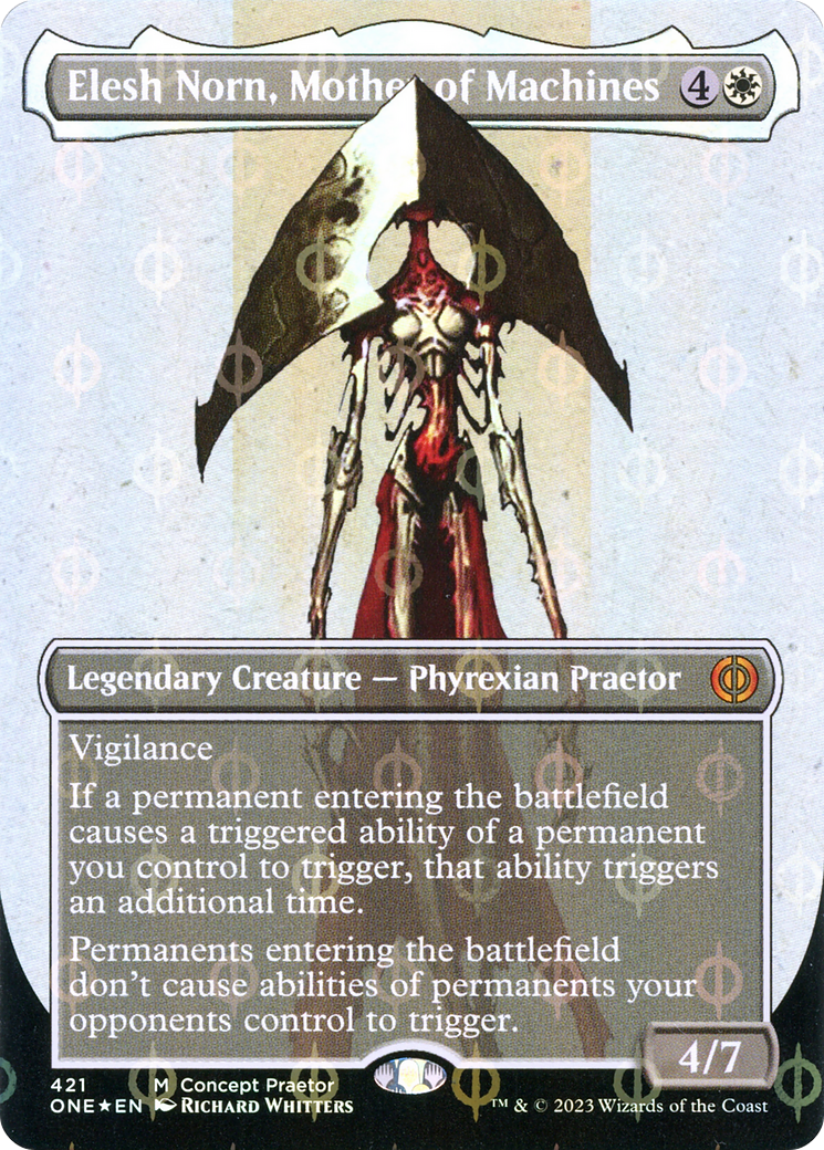 Elesh Norn, Mother of Machines (Borderless Concept Praetors Step-and-Compleat Foil) [Phyrexia: All Will Be One] | Good Games Morley