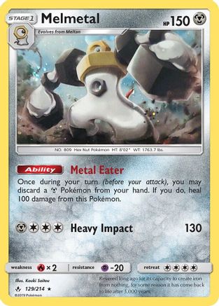 Melmetal (129/214) (Cosmos Holo) [Sun & Moon: Unbroken Bonds] | Good Games Morley