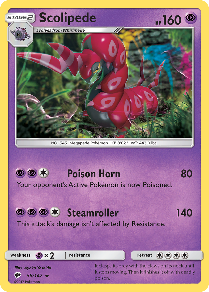 Scolipede (58/147) [Sun & Moon: Burning Shadows] | Good Games Morley