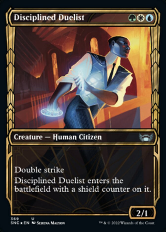 Disciplined Duelist (Showcase Golden Age Gilded Foil) [Streets of New Capenna] | Good Games Morley