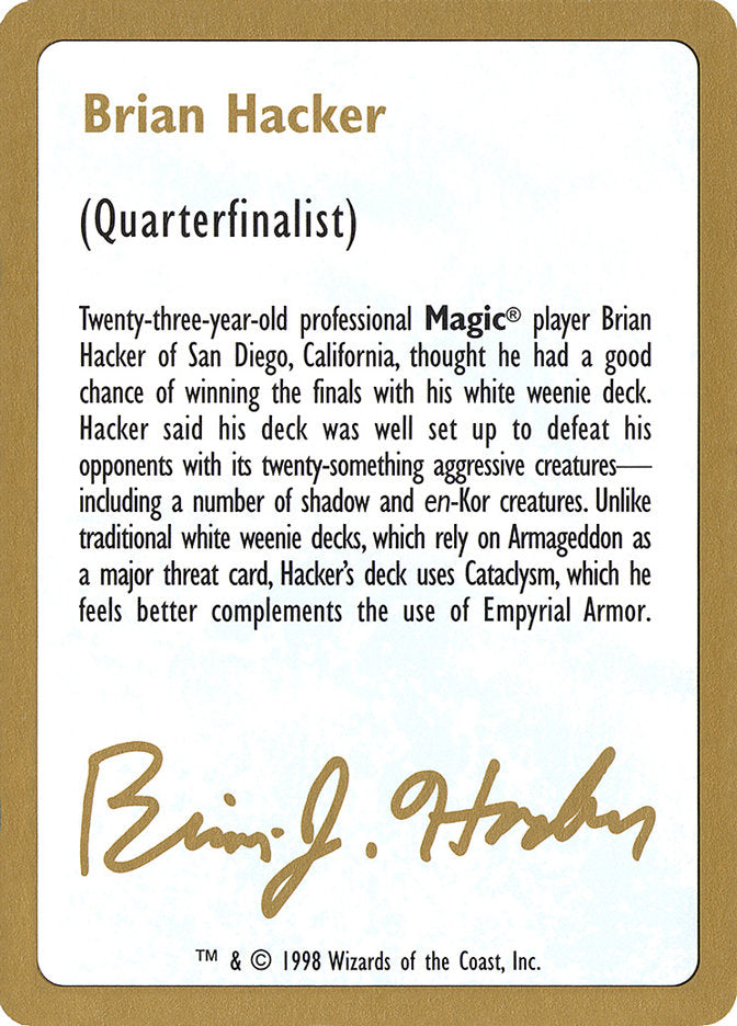 Brian Hacker Bio [World Championship Decks 1998] | Good Games Morley