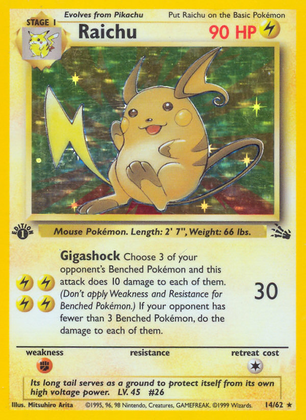 Raichu (14/62) [Fossil 1st Edition] | Good Games Morley