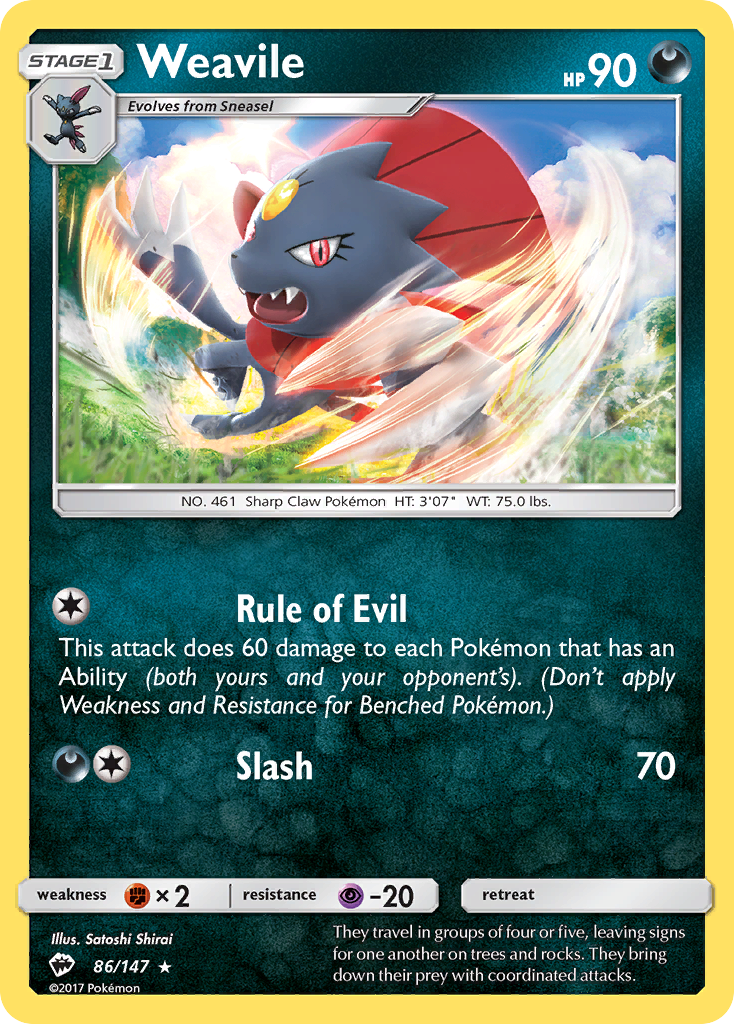 Weavile (86/147) [Sun & Moon: Burning Shadows] | Good Games Morley