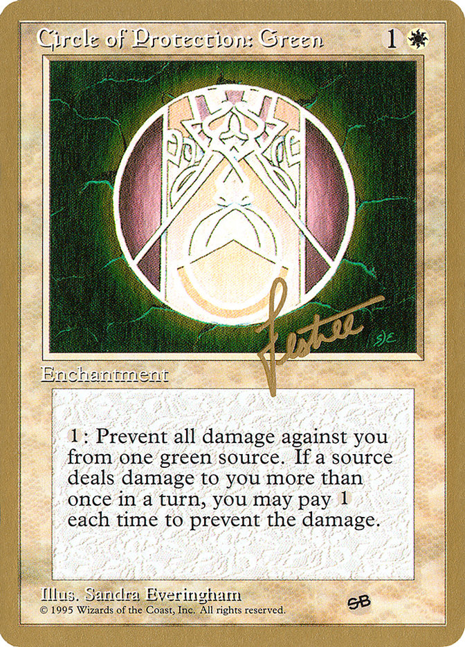 Circle of Protection: Green (Bertrand Lestree) (SB) (4ED) [Pro Tour Collector Set] | Good Games Morley