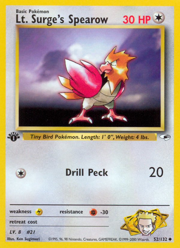 Lt. Surge's Spearow (52/132) [Gym Heroes 1st Edition] | Good Games Morley