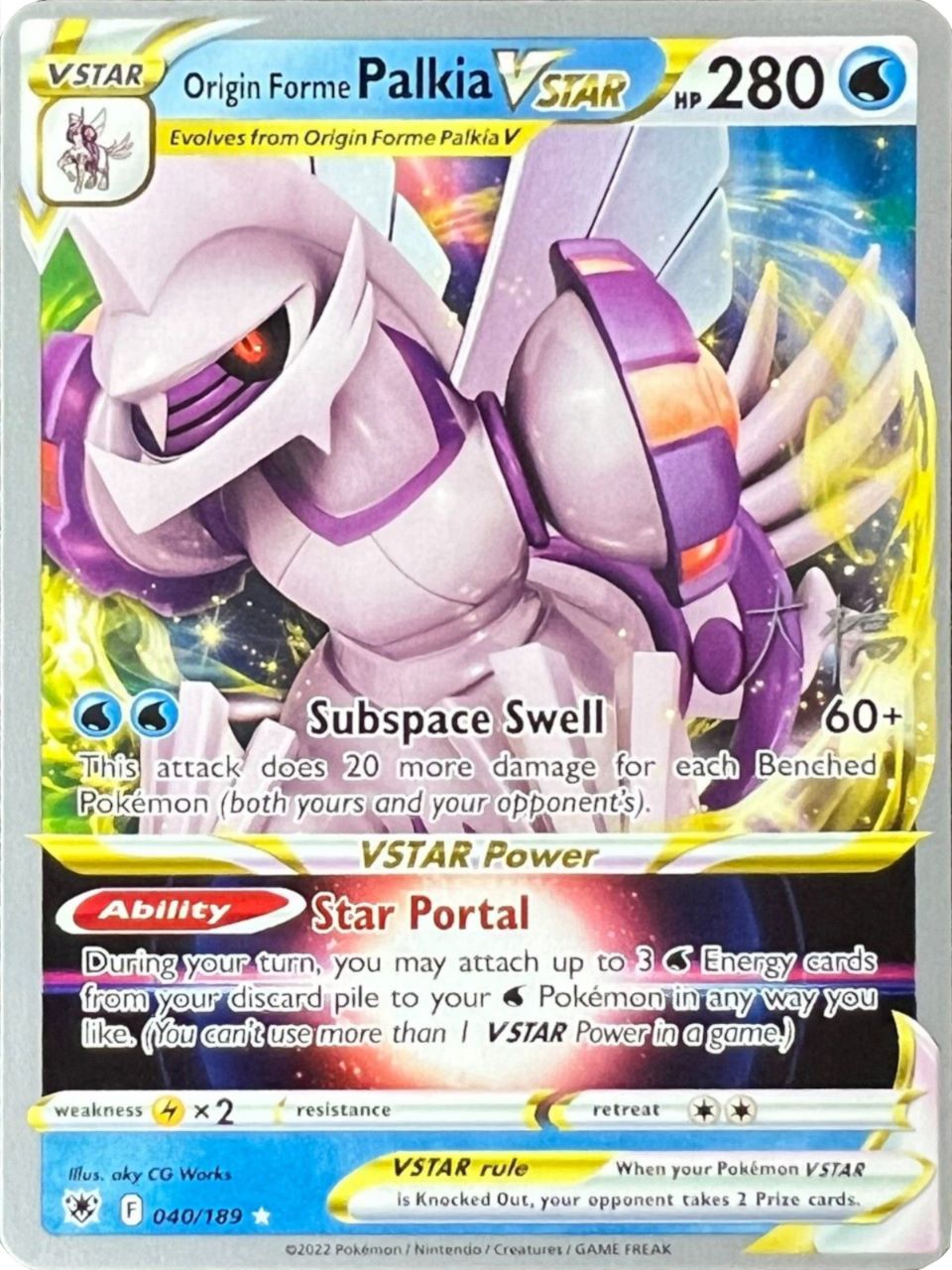 Origin Forme Palkia VSTAR (040/189) (Ice Rider Palkia - Rikuto Ohashi) [World Championships 2022] | Good Games Morley