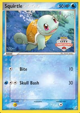 Squirtle (63/100) (City Championship Promo) [EX: Crystal Guardians] | Good Games Morley