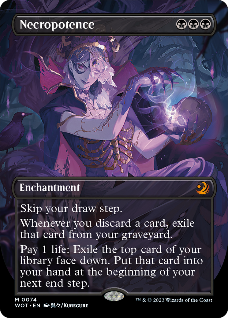 Necropotence (Anime Borderless) [Wilds of Eldraine: Enchanting Tales] | Good Games Morley