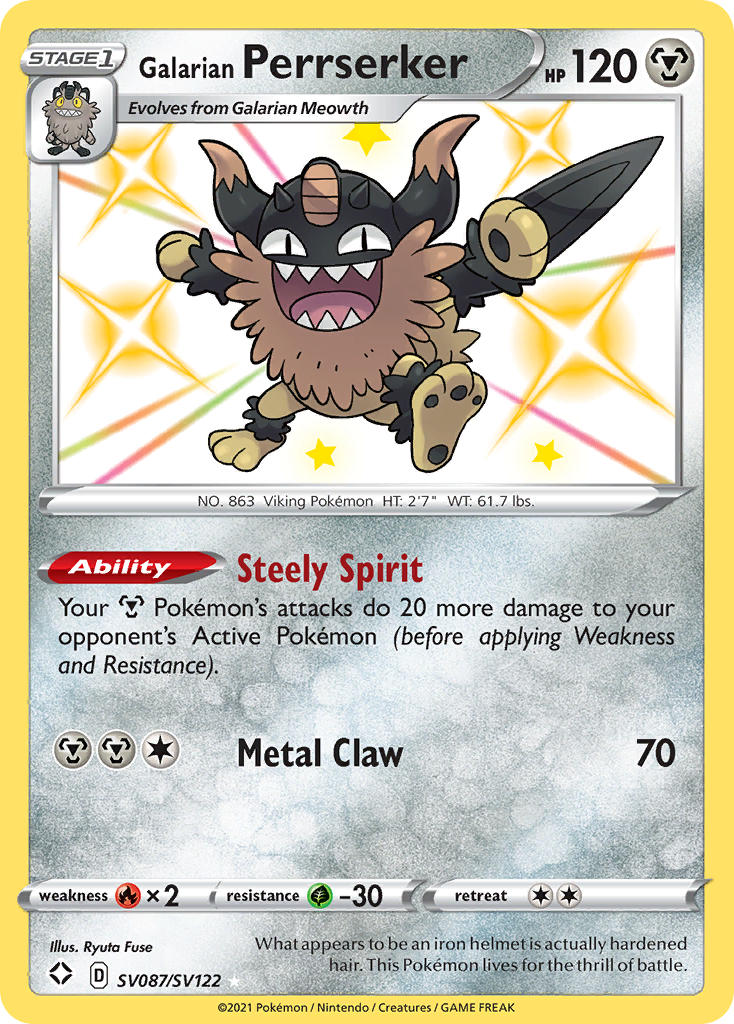 Galarian Perrserker (SV087/SV122) [Sword & Shield: Shining Fates] | Good Games Morley